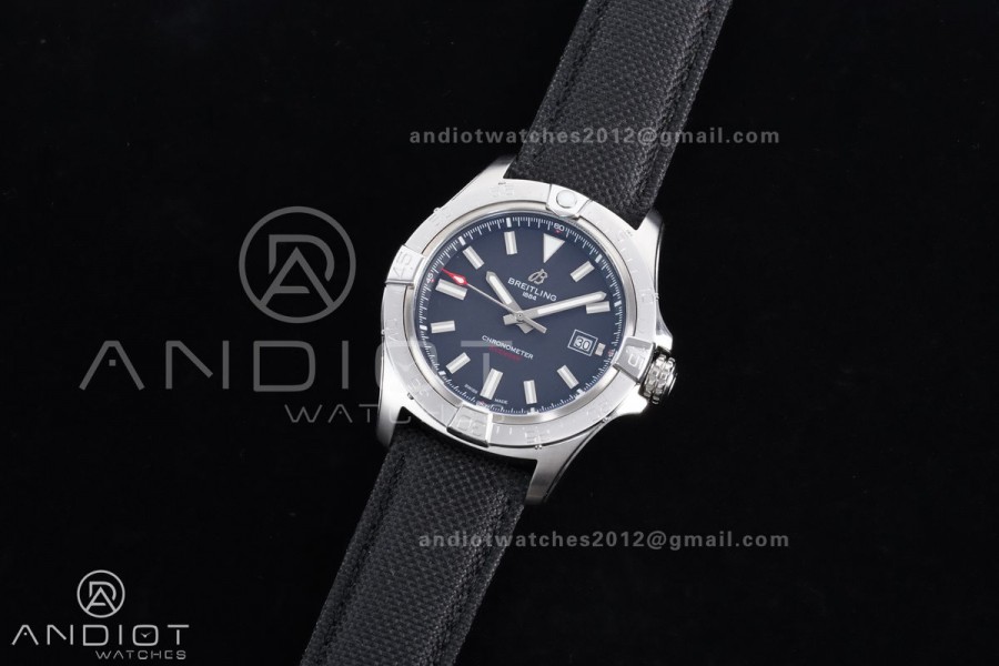 Avenger Chronometer 42mm SS BLSF 1:1 Best Edition Black Dial On Black Nylon Strap A2824