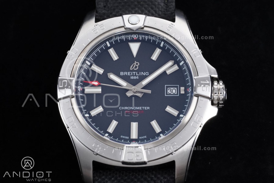 Avenger Chronometer 42mm SS BLSF 1:1 Best Edition Black Dial On Black Nylon Strap A2824