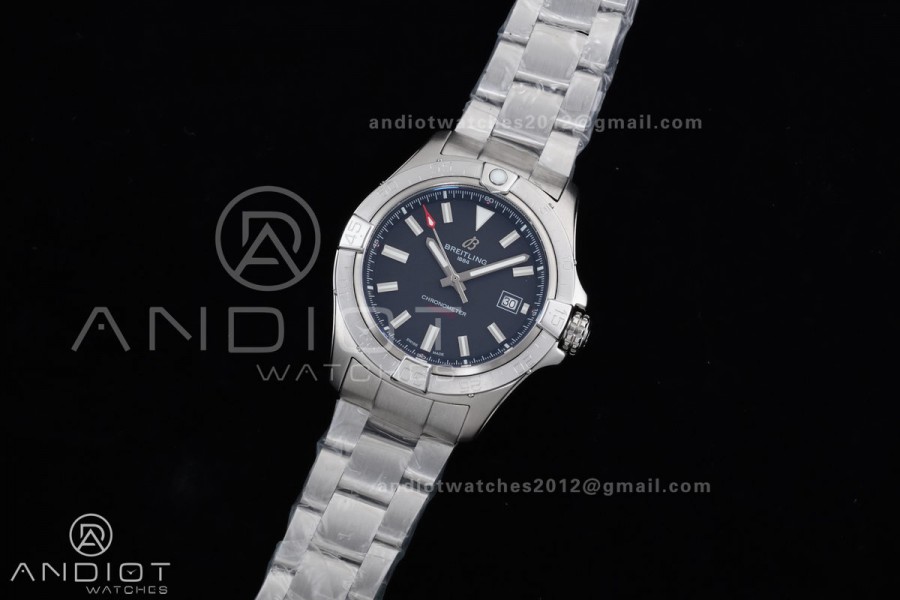 Avenger Chronometer 42mm SS BLSF 1:1 Best Version Black Dial On SS Bracelet A2824