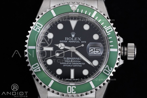 Submariner 16610 LV Green 904L Steel TMF 1:1 Kermi...