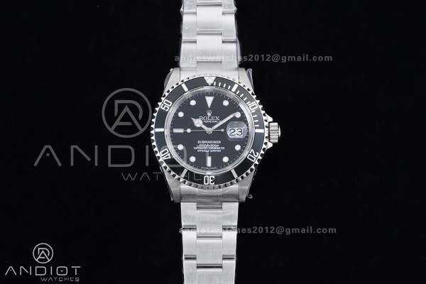 Submariner 16610 LN Black No Rehaut Engraving 904L...