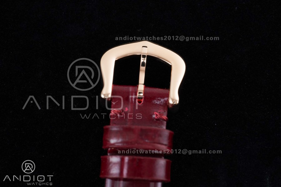 Baignoire Watch RG AF 1:1 Best Edition White Dial Diamonds Bezel on Red Strap RONDA Quartz