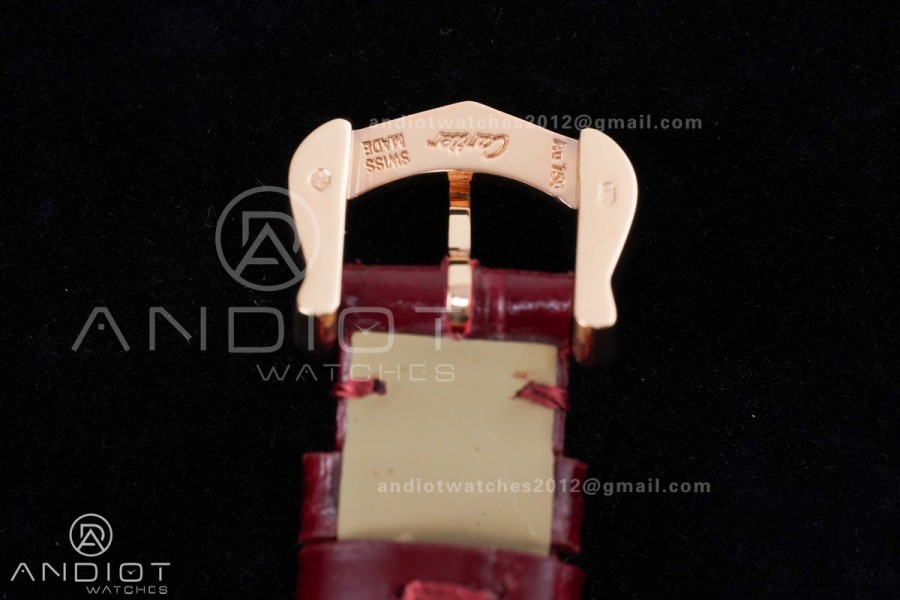 Baignoire Watch RG AF 1:1 Best Edition White Dial Diamonds Bezel on Red Strap RONDA Quartz