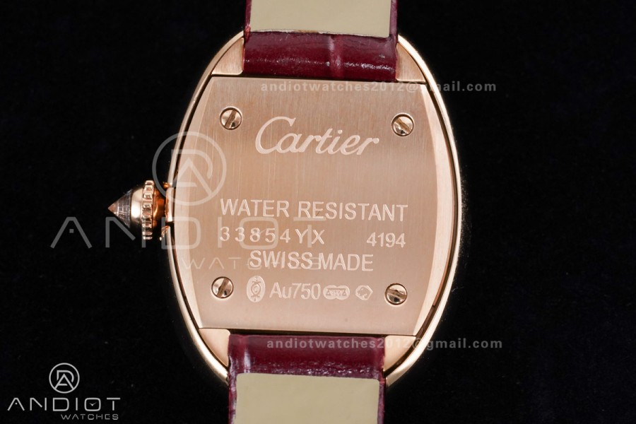 Baignoire Watch RG AF 1:1 Best Edition White Dial Diamonds Bezel on Red Strap RONDA Quartz