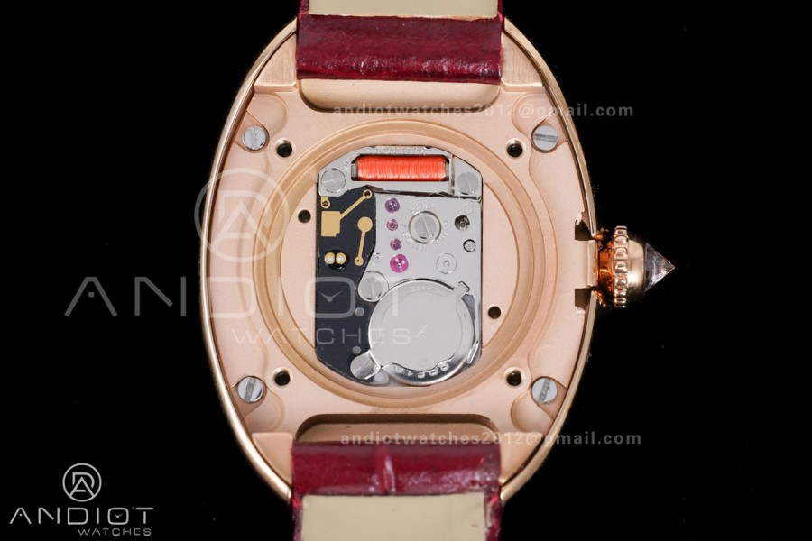 Baignoire Watch RG AF 1:1 Best Edition White Dial Diamonds Bezel on Red Strap RONDA Quartz