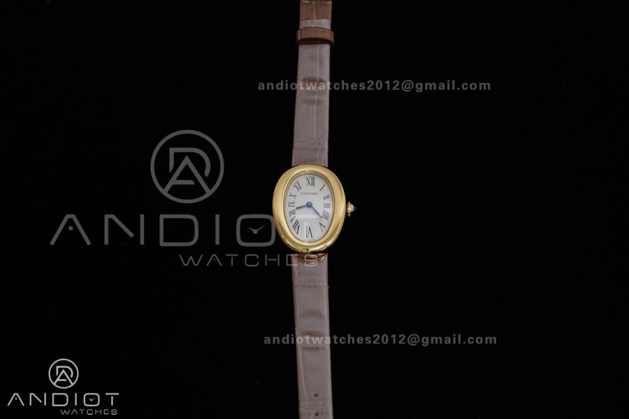 Baignoire Watch YG AF 1:1 Best Edition White Dial on Brown Croco RONDA Quartz