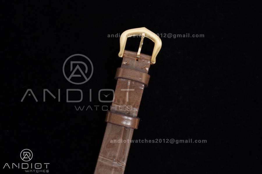 Baignoire Watch YG AF 1:1 Best Edition White Dial on Brown Croco RONDA Quartz