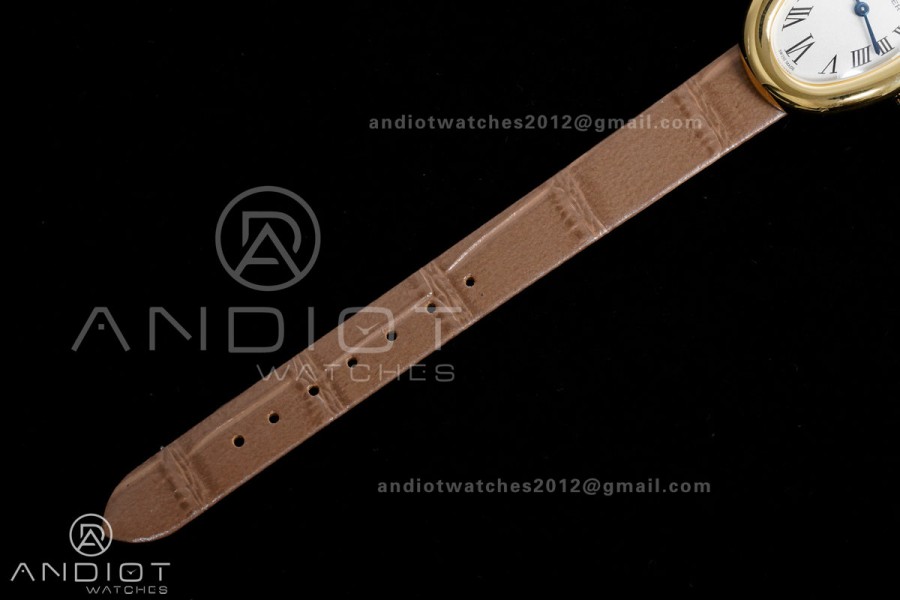 Baignoire Watch YG AF 1:1 Best Edition White Dial on Brown Croco RONDA Quartz