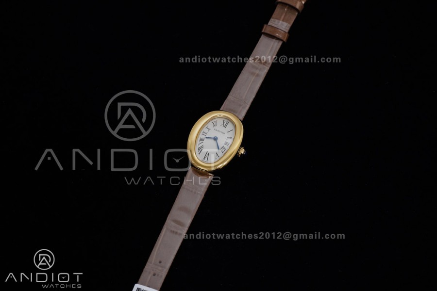 Baignoire Watch YG AF 1:1 Best Edition White Dial on Brown Croco RONDA Quartz