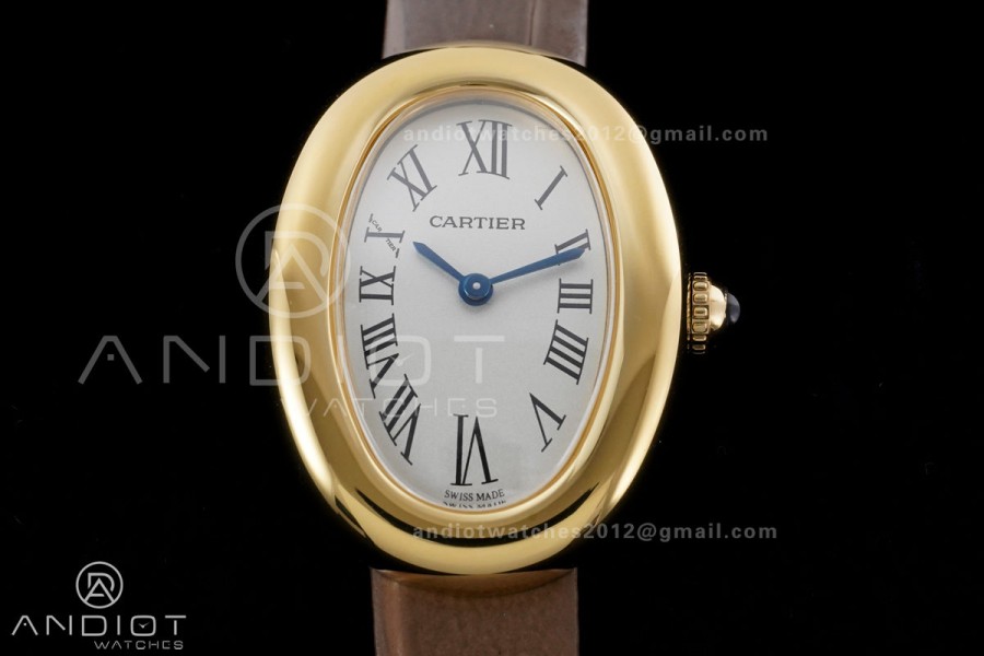 Baignoire Watch YG AF 1:1 Best Edition White Dial on Brown Croco RONDA Quartz