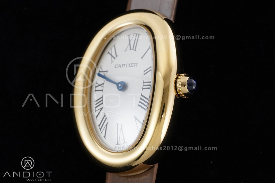 Baignoire Watch YG AF 1:1 Best Edition White Dial on Brown Croco RONDA Quartz