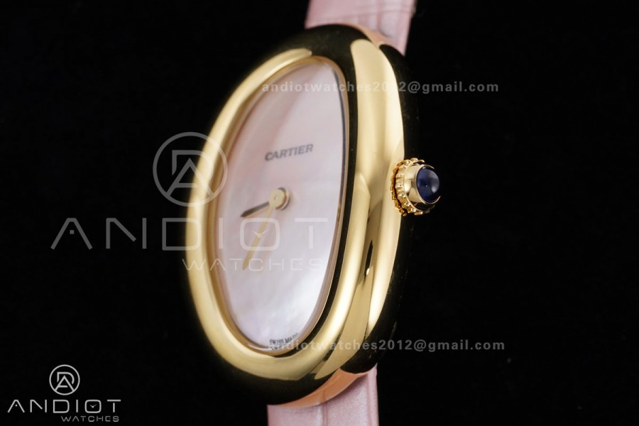Baignoire Watch YG AF 1:1 Best Edition White Dial on Pink Strap RONDA Quartz