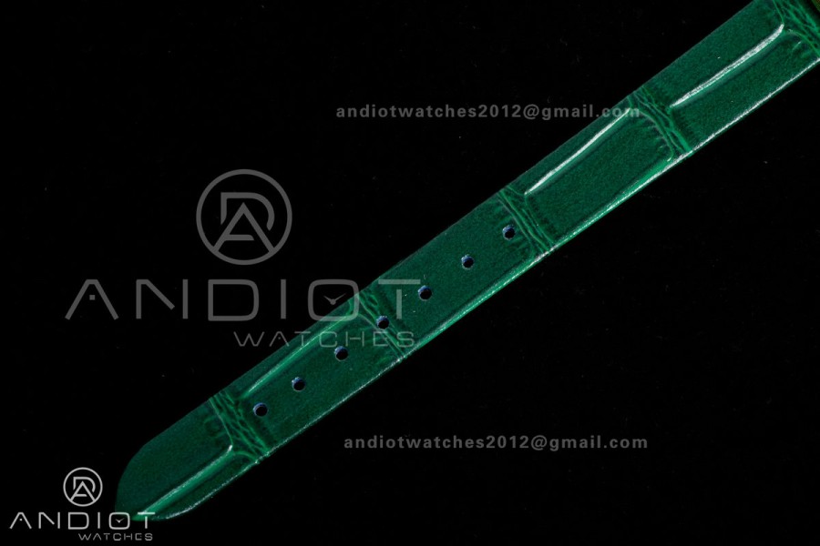 Baignoire Watch YG AF 1:1 Best Edition White Dial Diamonds Bezel on Green Strap RONDA Quartz