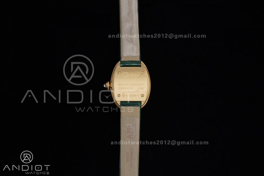 Baignoire Watch YG AF 1:1 Best Edition White Dial Diamonds Bezel on Green Strap RONDA Quartz