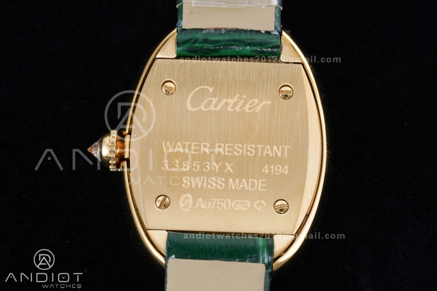 Baignoire Watch YG AF 1:1 Best Edition White Dial Diamonds Bezel on Green Strap RONDA Quartz