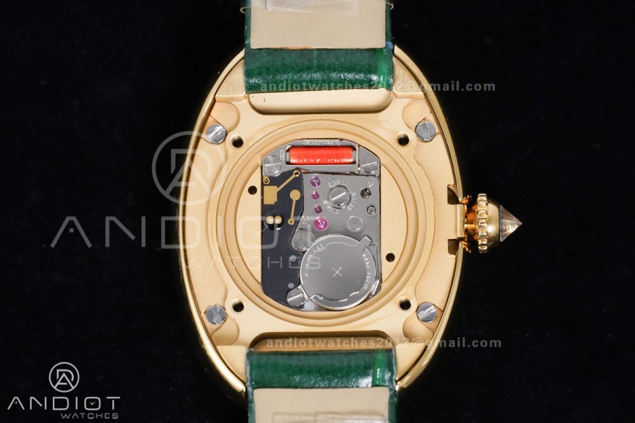 Baignoire Watch YG AF 1:1 Best Edition White Dial Diamonds Bezel on Green Strap RONDA Quartz