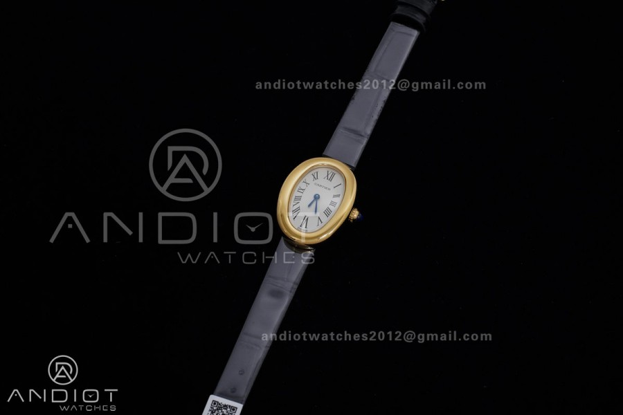 Baignoire Watch YG AF 1:1 Best Edition White Dial on Black Strap RONDA Quartz