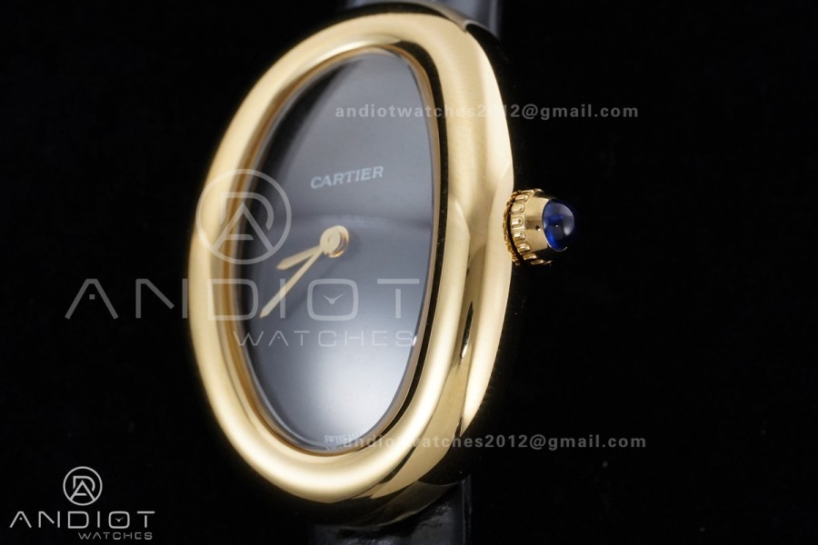 Baignoire Watch YG AF 1:1 Best Edition Black Dial on Black Strap RONDA Quartz