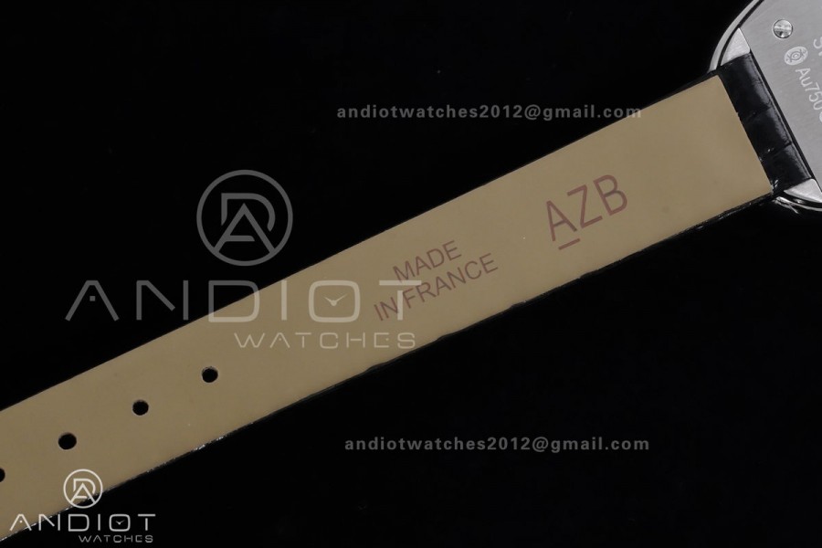 Baignoire Watch SSAF 1:1 Best Edition White Dial Diamonds Bezel on Black Strap RONDA Quartz