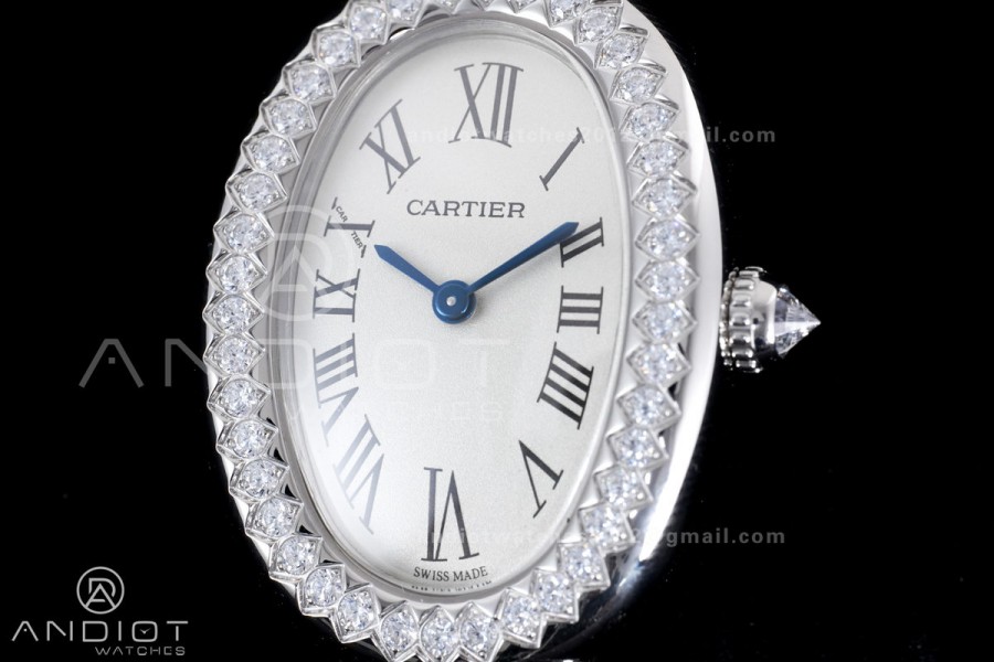 Baignoire Watch SSAF 1:1 Best Edition White Dial Diamonds Bezel on Black Strap RONDA Quartz