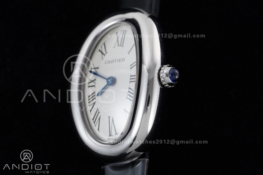 Baignoire Watch SS AF 1:1 Best Edition White Dial on Black Strap RONDA Quartz