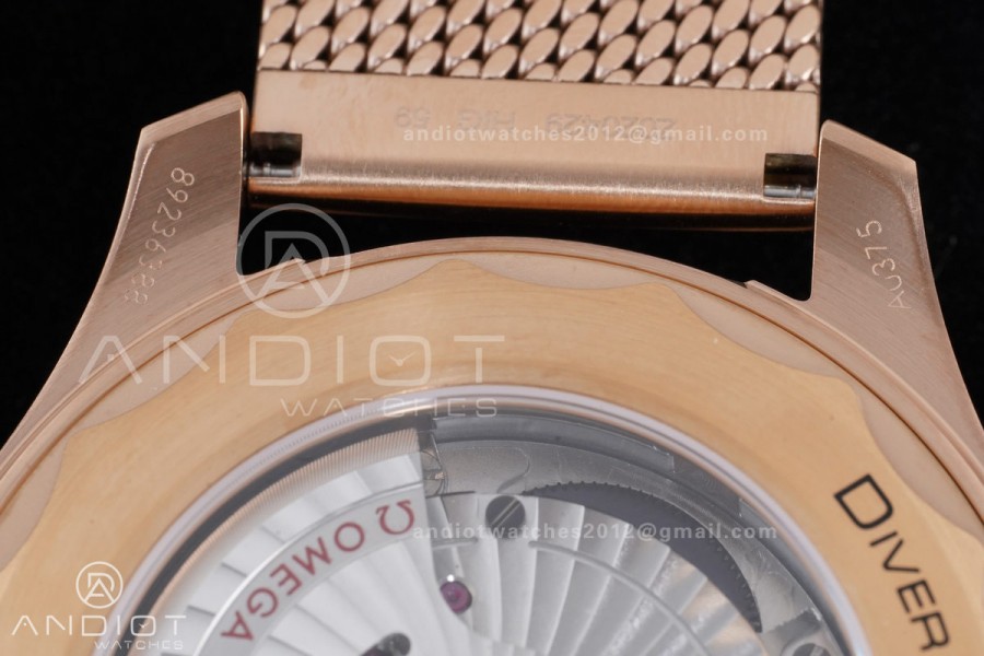 Seamaster 300M Diver Rose Gold VSF 1:1 Best Edition Black Dial on Mesh Bracelet A8806