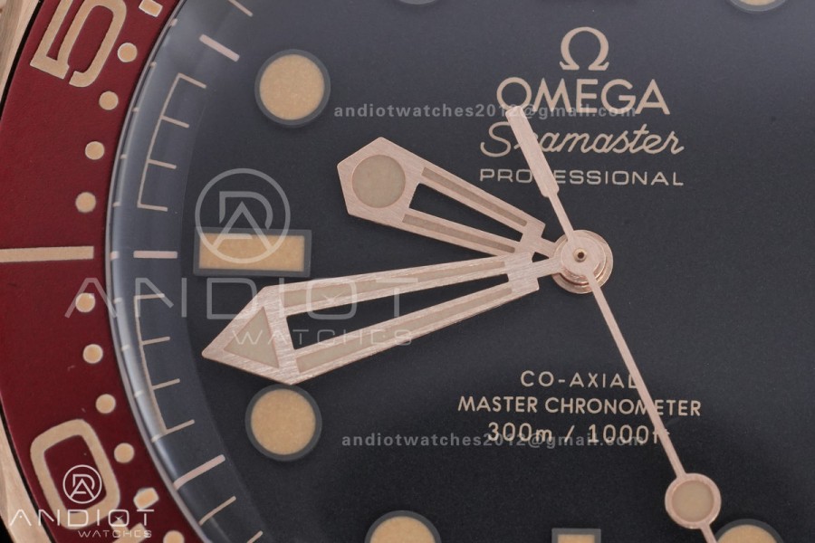 Seamaster 300M Diver Rose Gold VSF 1:1 Best Edition Black Dial on Mesh Bracelet A8806