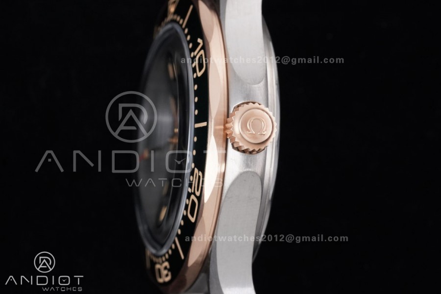 Seamaster 300M Diver Rose Gold VSF 1:1 Best Edition Green Dial on Mesh Bracelet A8806