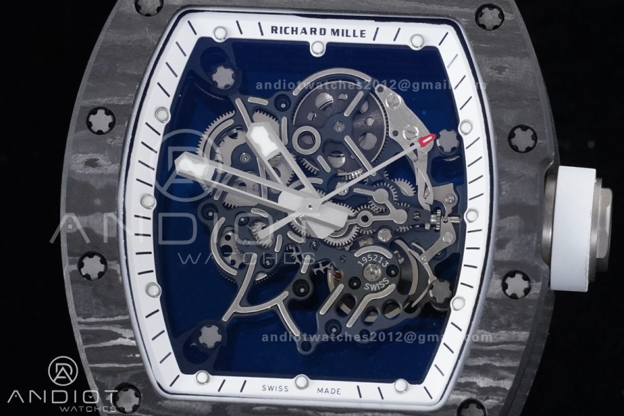 RM055 NTPT/Ti APSF 1:1 Best Edition White Inner Bezel White Crown on Rubber Strap RMUL2 Super Clone