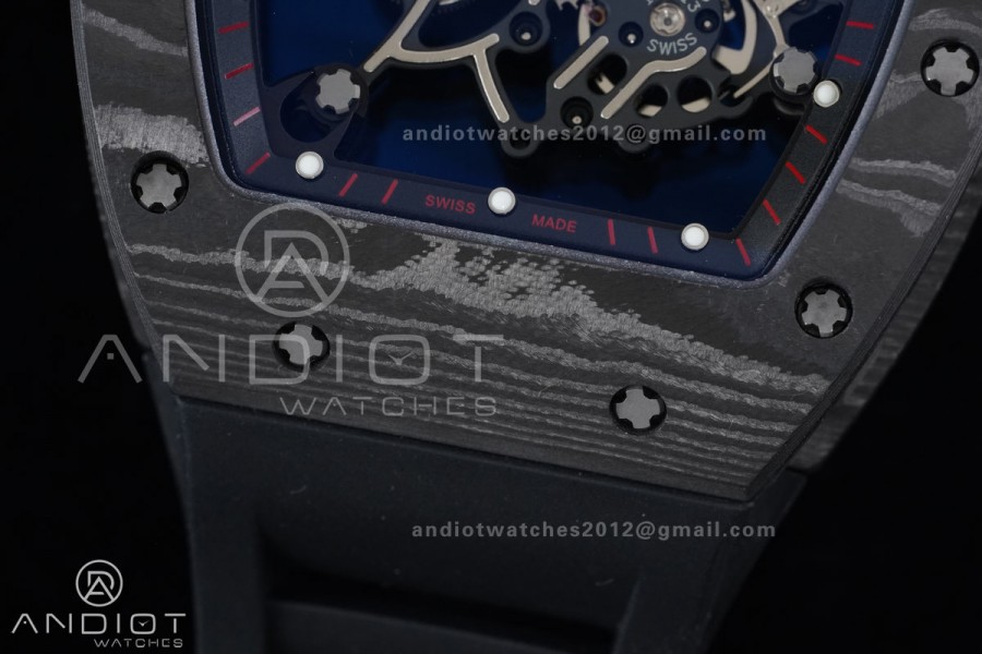 RM055 NTPT/Ti APSF 1:1 Best Edition Black Inner Bezel Red Crown on Black Rubber Strap RMUL2 Super Clone