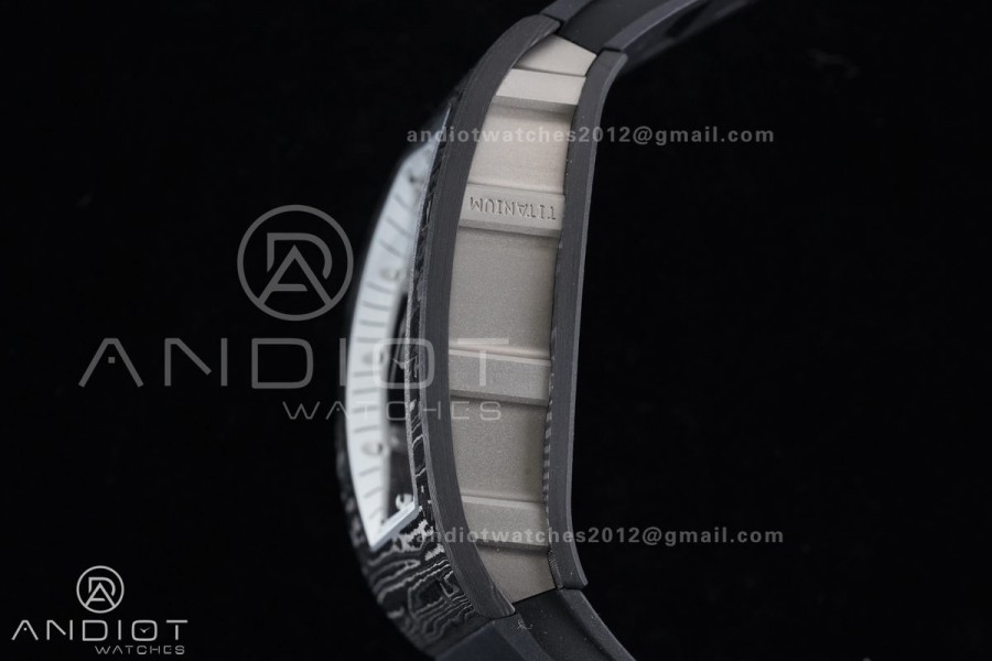 RM055 NTPT/Ti APSF 1:1 Best Edition White Inner Bezel Black Crown on Rubber Strap RMUL2 Super Clone