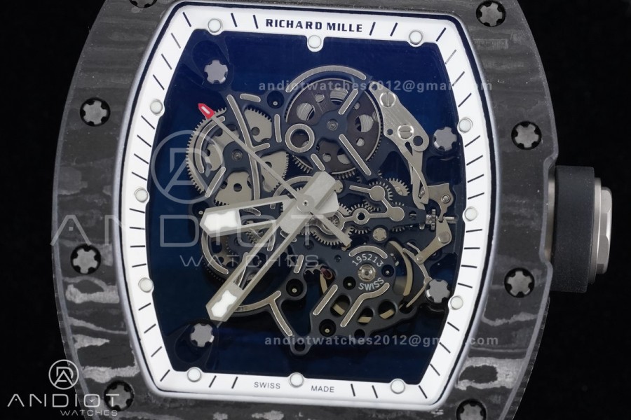 RM055 NTPT/Ti APSF 1:1 Best Edition White Inner Bezel Black Crown on Rubber Strap RMUL2 Super Clone