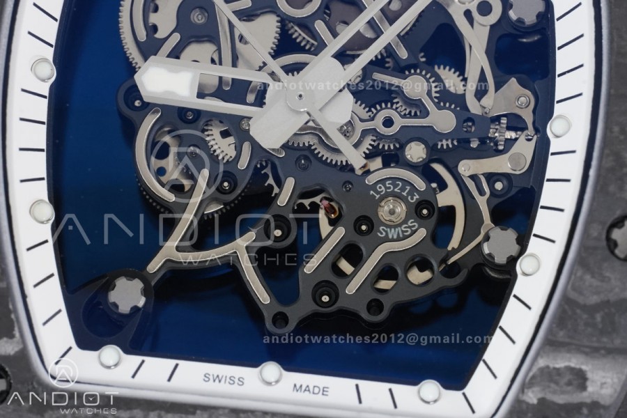 RM055 NTPT/Ti APSF 1:1 Best Edition White Inner Bezel Black Crown on Rubber Strap RMUL2 Super Clone