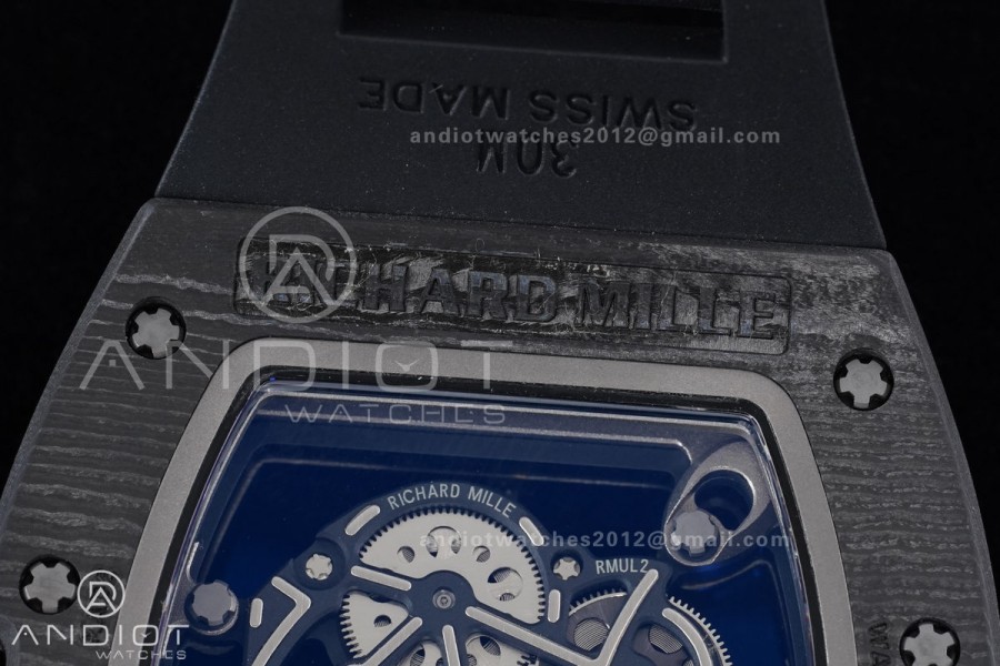 RM055 NTPT/Ti APSF 1:1 Best Edition Black Inner Bezel Black Crown on Black Rubber Strap RMUL2 Super Clone