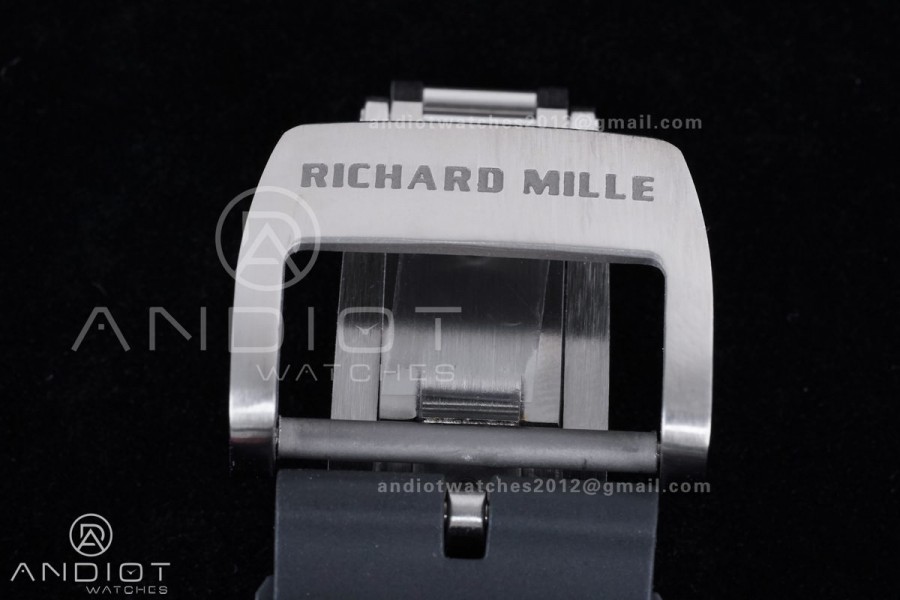 RM055 NTPT/Ti APSF 1:1 Best Edition Black Inner Bezel Black Crown on Black Rubber Strap RMUL2 Super Clone