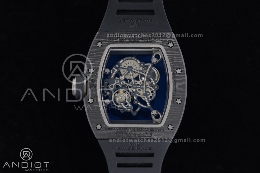 RM055 NTPT/Ti APSF 1:1 Best Edition Black Inner Bezel Black Crown on Black Rubber Strap RMUL2 Super Clone
