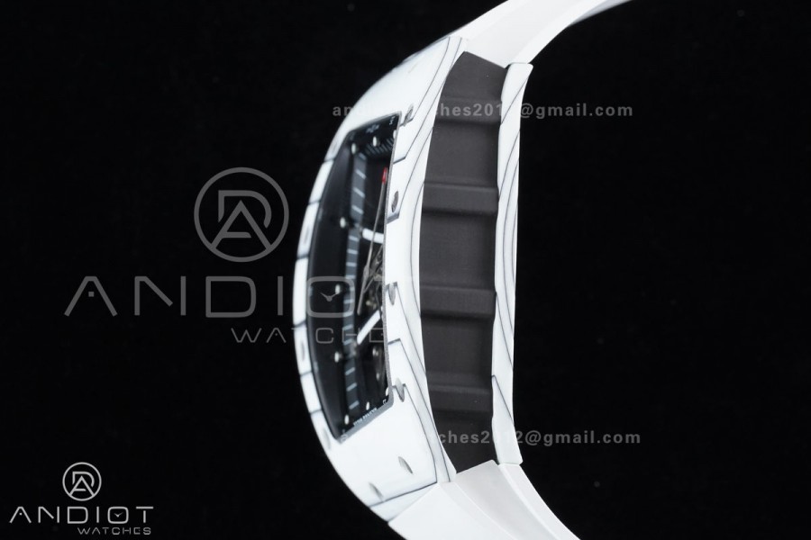 RM061 White Ceramic APSF 1:1 Best Edition on White Rubber Strap RMUL2 Super Clone