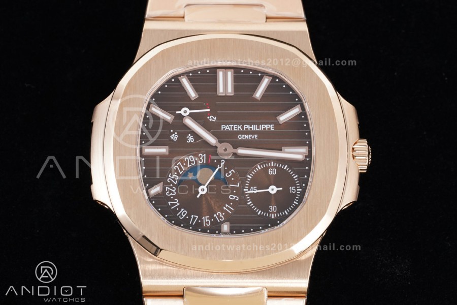 Nautilus 5712 RG PPF 1:1 Best Edition Brown Dial on RG Bracelet A240 Super Clone V4