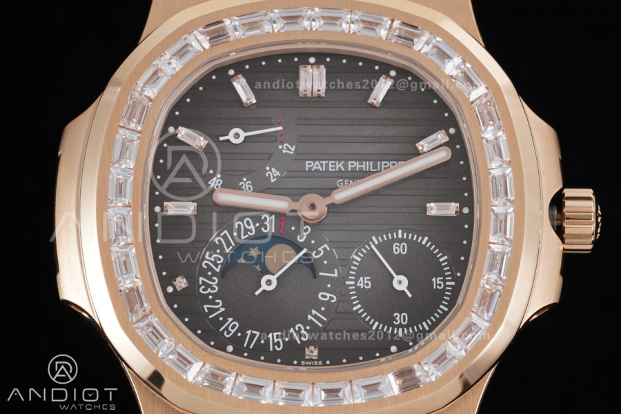 Nautilus 5712 RG PPF 1:1 Best Edition Gray Dial on Brown Leather Strap A240 Super Clone V3