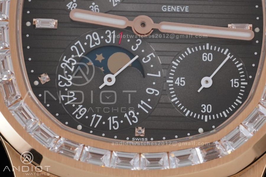 Nautilus 5712 RG PPF 1:1 Best Edition Gray Dial on Brown Leather Strap A240 Super Clone V3