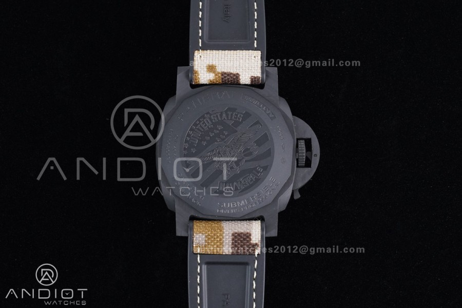 PAM1513 Submersible 44mm VSF 1:1 Best Edition Gray Ombre Dial on Camouflage Strap P900