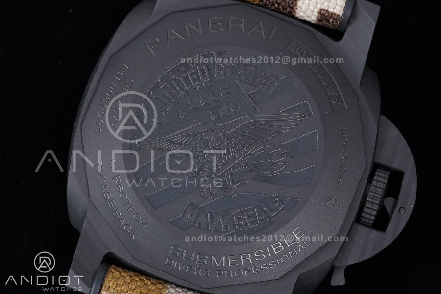 PAM1513 Submersible 44mm VSF 1:1 Best Edition Gray Ombre Dial on Camouflage Strap P900