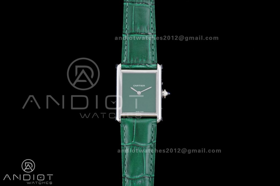 Tank Must 25.5mm AF SS Best Edition Green Dial On Green Leather Ronda Quartz