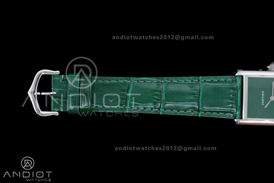 Tank Must 25.5mm AF SS Best Edition Green Dial On Green Leather Ronda Quartz