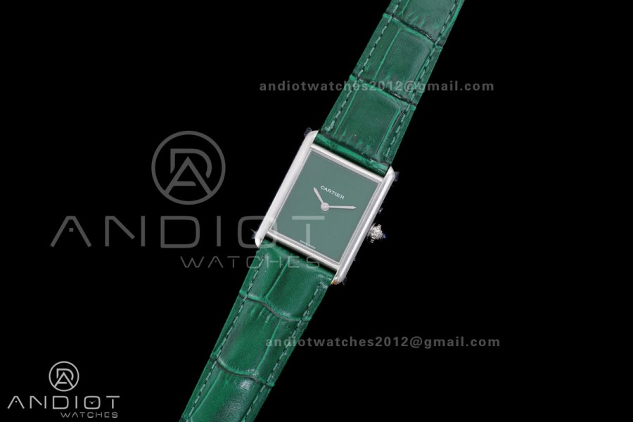 Tank Must 25.5mm AF SS Best Edition Green Dial On Green Leather Ronda Quartz