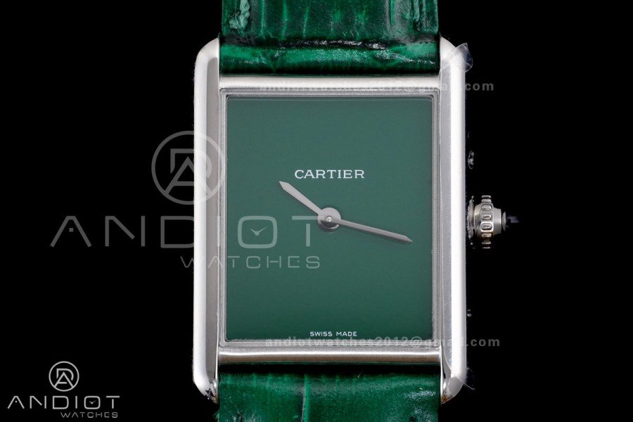 Tank Must 25.5mm AF SS Best Edition Green Dial On Green Leather Ronda Quartz