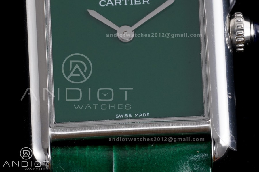 Tank Must 25.5mm AF SS Best Edition Green Dial On Green Leather Ronda Quartz