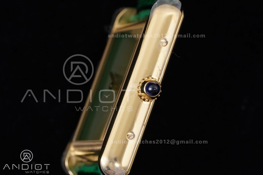 Tank Must 25.5mm YG AF 1:1 Best Edition Green Dial On Green Leather Ronda Quartz