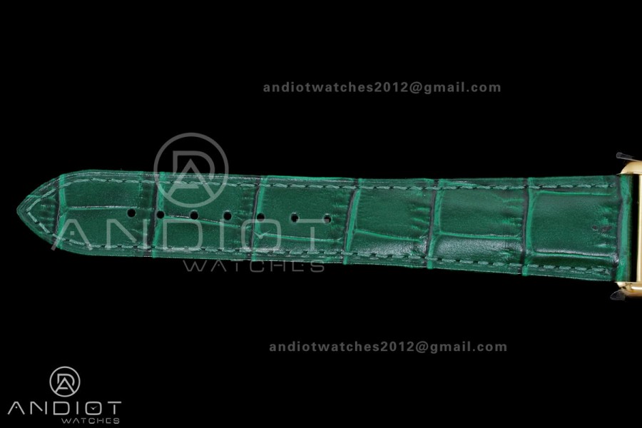 Tank Must 25.5mm YG AF 1:1 Best Edition Green Dial On Green Leather Ronda Quartz