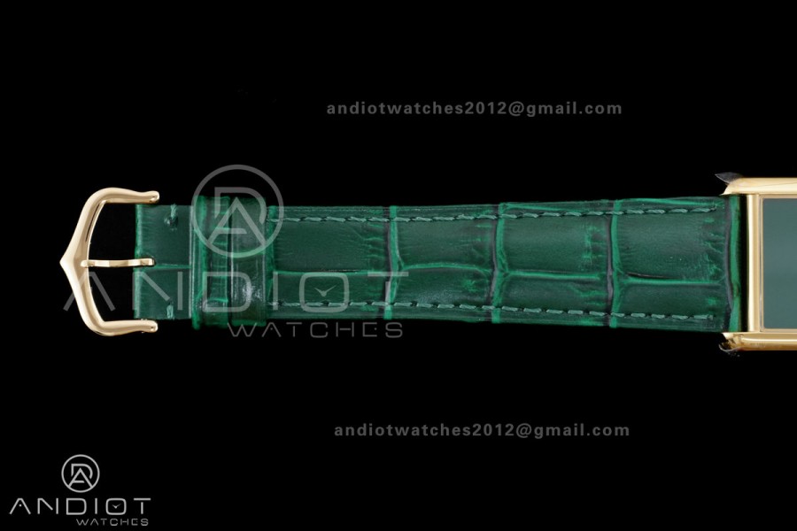 Tank Must 25.5mm YG AF 1:1 Best Edition Green Dial On Green Leather Ronda Quartz